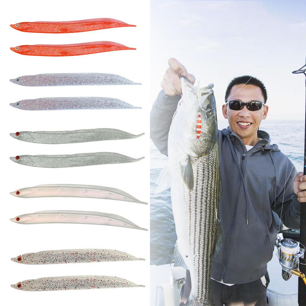 MUVAKO 2pcs/set Hairtail Bait 5 Colors Artificial Soft Silicone Long tail