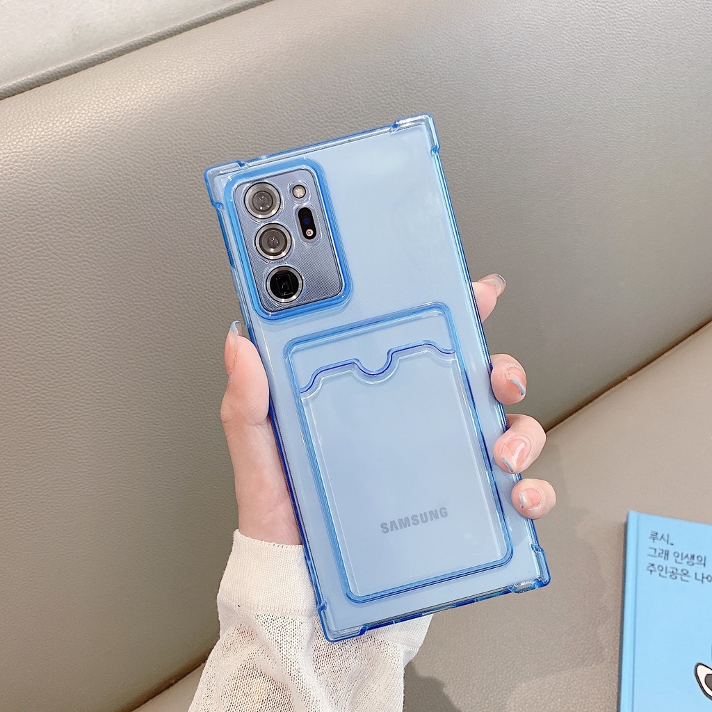 Ốp điện thoại silicon trong suốt có ngăn đựng thẻ cho Samsung Galaxy A32 5G A42 A12 A22 4G A22 5G A02S A10S M10S A03S