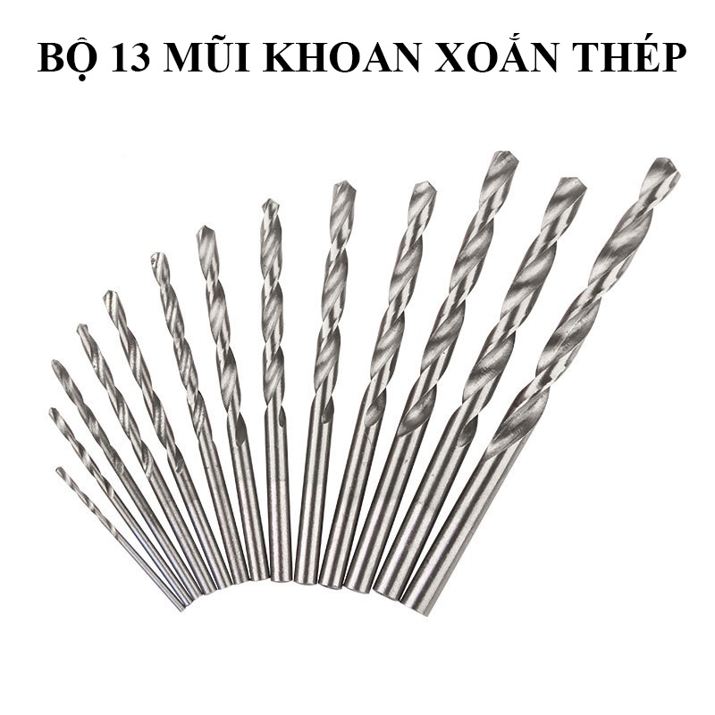 Bộ 13 Mũi Khoan ABG Thép HSS 1.6 – 6.5mm Cao Cấp Nhiều Đường Kính Dùng Được Tất Cả Mẫu Máy Khoan Cầm Tay Thông Dụng