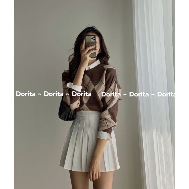 Chân váy ngắn xếp ly Tennis dáng chữ A xòe, Chân váy xếp li Tennis dáng chữ A - Dorita Boutique