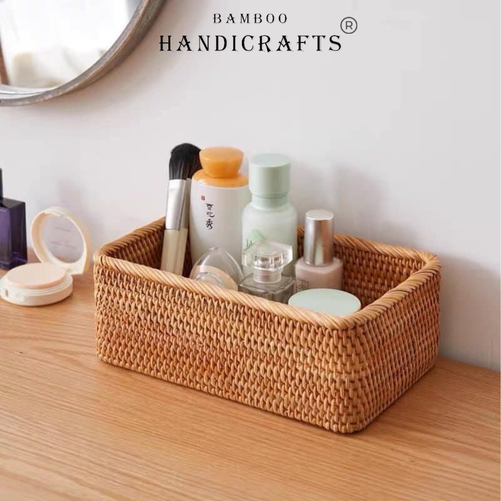 Giỏ Mây Tre Đan Đựng Đồ Đa Năng , Đựng mỹ phẩm, Hoa quả, Bánh mì, Khăn tắm - Hộp Mây Đan - Hàng VN xuất khẩu