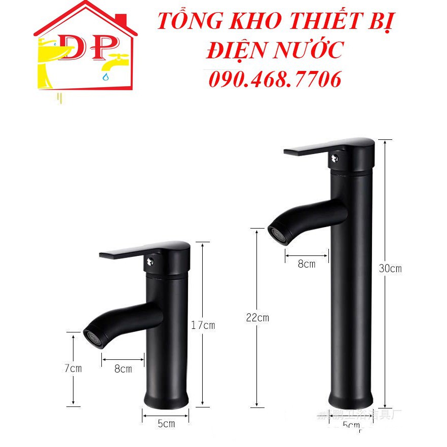 Vòi chậu rửa mặt nóng lạnh cao cấp màu đen SNL39 tăng dây cấp nước inox