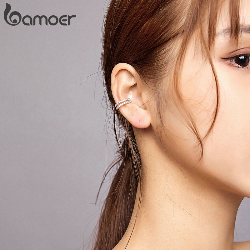 BAMOER 1 Bông Tai bạc 925 Đính Đá Sang Trọng SCE904