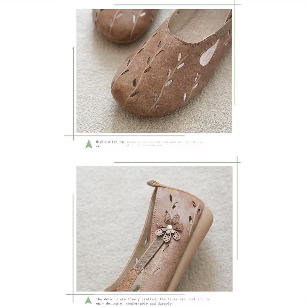 Giày Búp Bê Đế Mềm Thiết Kế Đục Lỗ Thoáng Khí Phong Cách Retro Cho Nữ