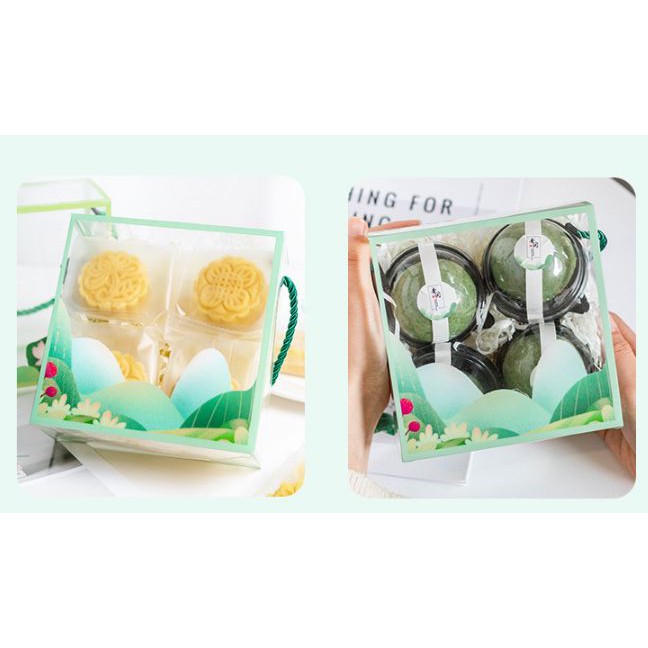 Hộp mica vuông đựng bánh, kẹo có quai xách