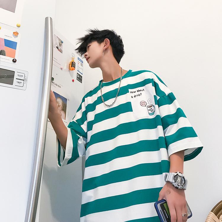 Áo Thun Nữ Ngắn Tay Cổ Tròn Sọc Ngang Thời Trang