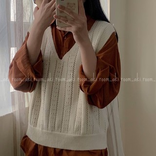 Áo gile len đan trơn cổ V Yoonilook