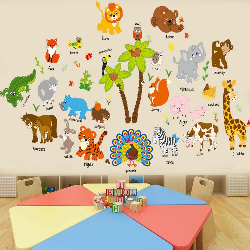 Decal dán tường vườn thú tiếng anh 03