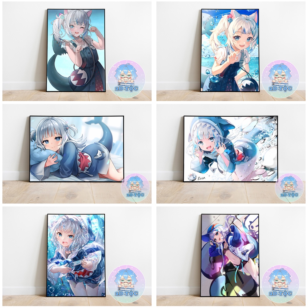TRANH POSTER A3 GAWR GURA HOLOLIVE  CHẤT LIỆU GIẤY CAO CẤP - 2D TỘC SHOP