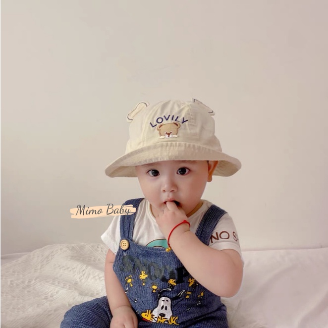 Mũ bucket, nón tai bèo tai gấu in chữ lovily đáng yêu cho bé MH143 Mimo Baby
