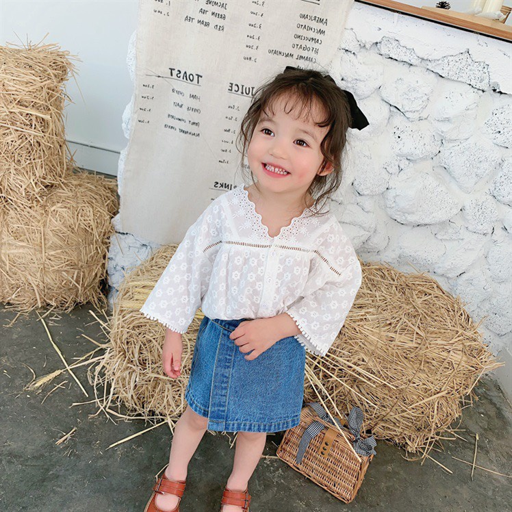 Quần Short Jeans Giả Váy Thời Trang Cho Bé Gái Hàng Quảng Châu Cao Câp