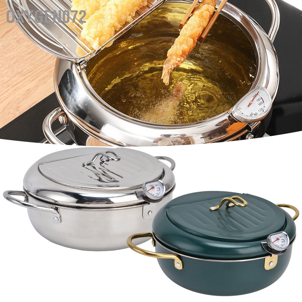 Nồi Chiên Ngập Dầu Mini Bằng Thép Không Gỉ 304 Nhiệt độ nấu ăn có thể điều khiển với nhiệt kế cho nhà bếp Oxygen072