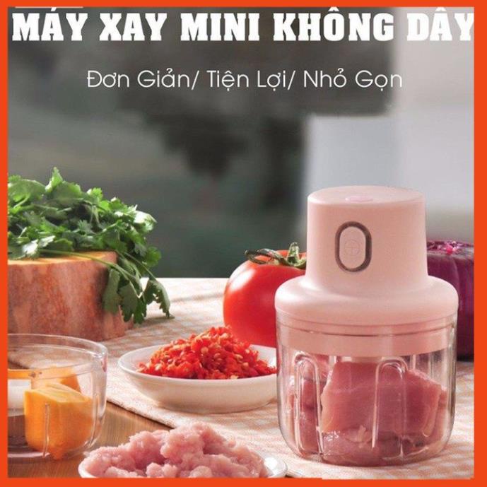 Máy Xay Mini Sạc Điện, Có Cổng Sạc Usb, Xay Hành, Tỏi, Rau Củ Quả  BN