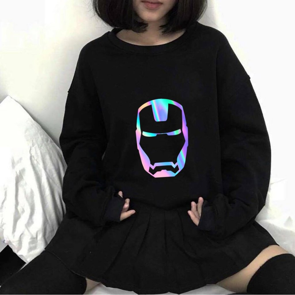 Áo Sweater 🔴 Áo Sweater Form Rộng Nam Nữ In Iron Man Phản Quang | CoolZy