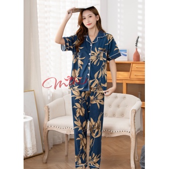 Pijama trung niên nữ B99 - Bộ đồ ngủ mặc nhà hè thu cho mẹ - Thời trang cho người lớn tuổi đẹp cao cấp Bigsize