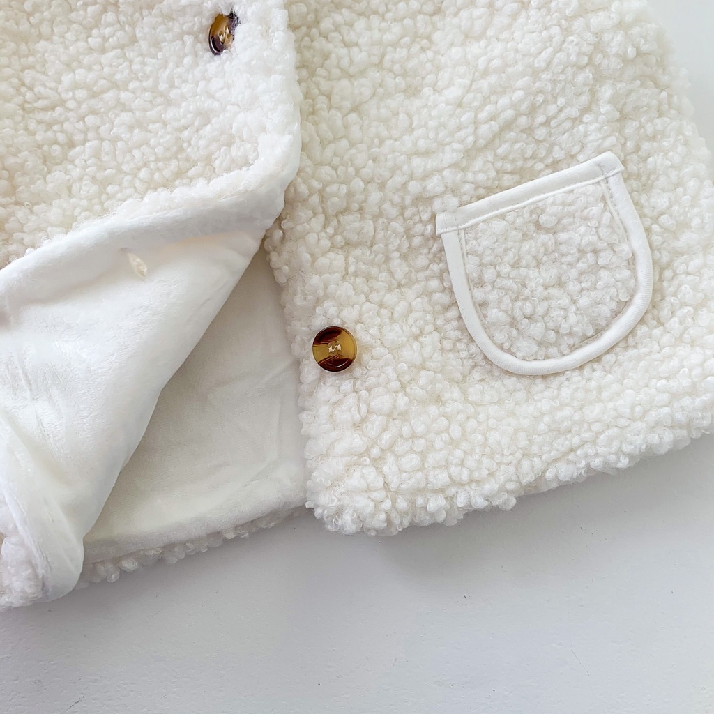 Set áo khoác cashmere + mũ đội ấm áp cho bé trai và bé gái sơ sinh