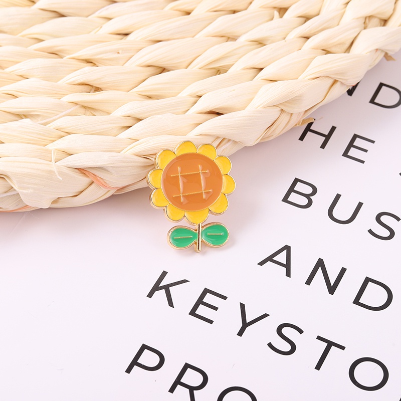 Ghim cài áo tráng men kiểu dáng hình hoa hướng dương thời trang