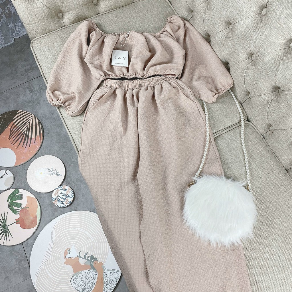 SET BỘ ÁO TRỄ VAI CROPTOP QUẦN SỚ VẢI ĐŨI XỐP QUẢNG CHÂU MỀM TIỂU THƯ MẪU MỚI HOT HÈ ĐI BIỂN ĐI CHƠI DẠO PHỐ CỰC XINH | BigBuy360 - bigbuy360.vn