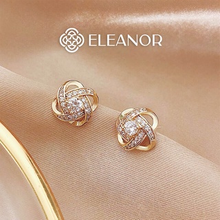Bông tai nữ Eleanor Accessories viền tròn xoắn đính đá phong cách Hàn Quốc phụ kiện trang sức xinh