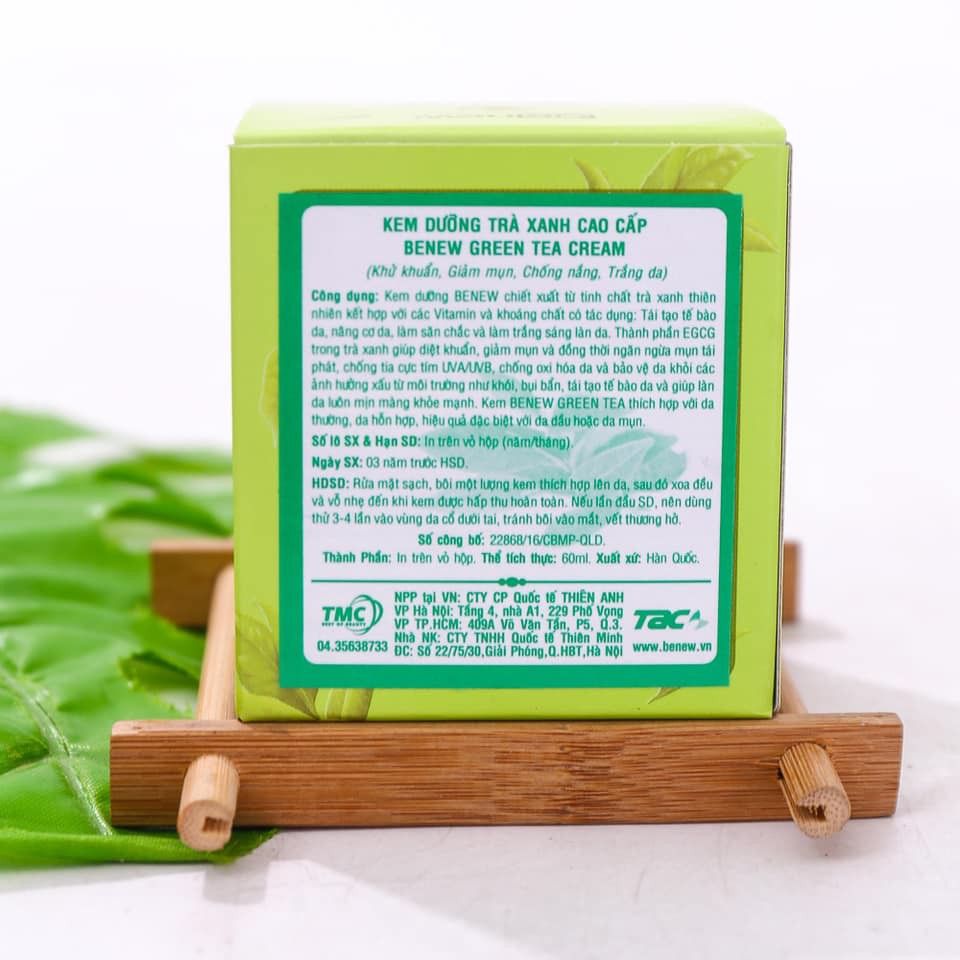 Kem dưỡng da trà xanh cao cấp Benew Green Tea