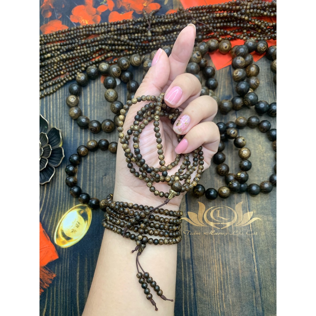 Đảm bảo chất lương - Chuỗi vòng tay trầm hương sánh chìm 216h 4li mang phong thuỷ mãi phát cho gia chủ