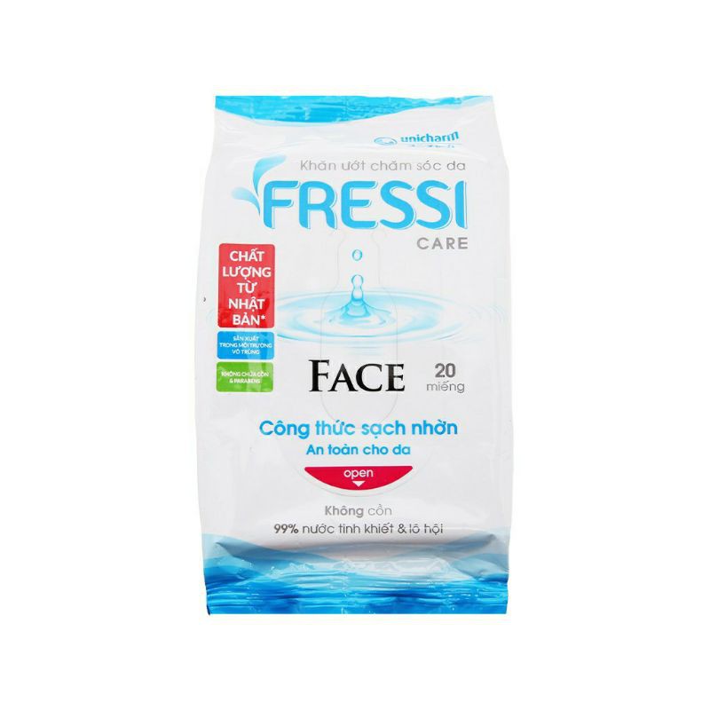 Combo 5 bịch Khăn ướt chăm sóc gia đình Fressi Care Apple - gói 20 miếng/gói