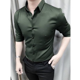 Áo sơ mi nam ảnh thật 100% dài tay kiểu dáng Hàn Quốc , vải lụa thái mềm mịn , chống xù co giãn nhẹ | BigBuy360 - bigbuy360.vn