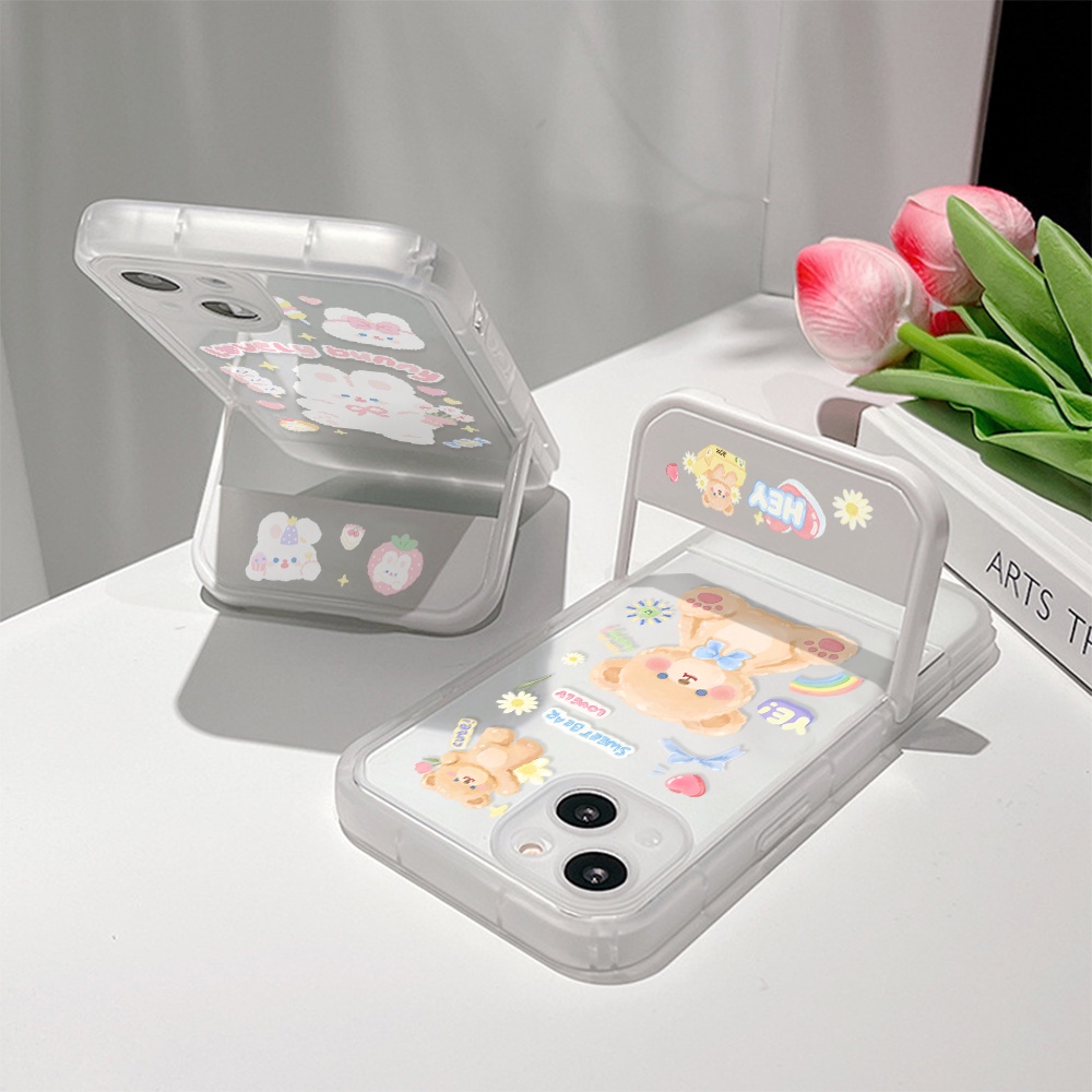 Ốp Điện Thoại Mềm Chống Sốc Có Giá Đỡ Hình Gấu Thỏ Dễ Thương Cho Iphone 11 13 12 Pro Max XS Max X XR 7 8 Plus