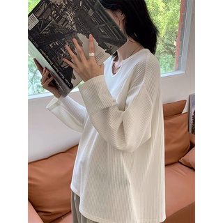 Áo len mỏng dài tay thu đông cổ U Ulzzang form rộng oversize trơn basic