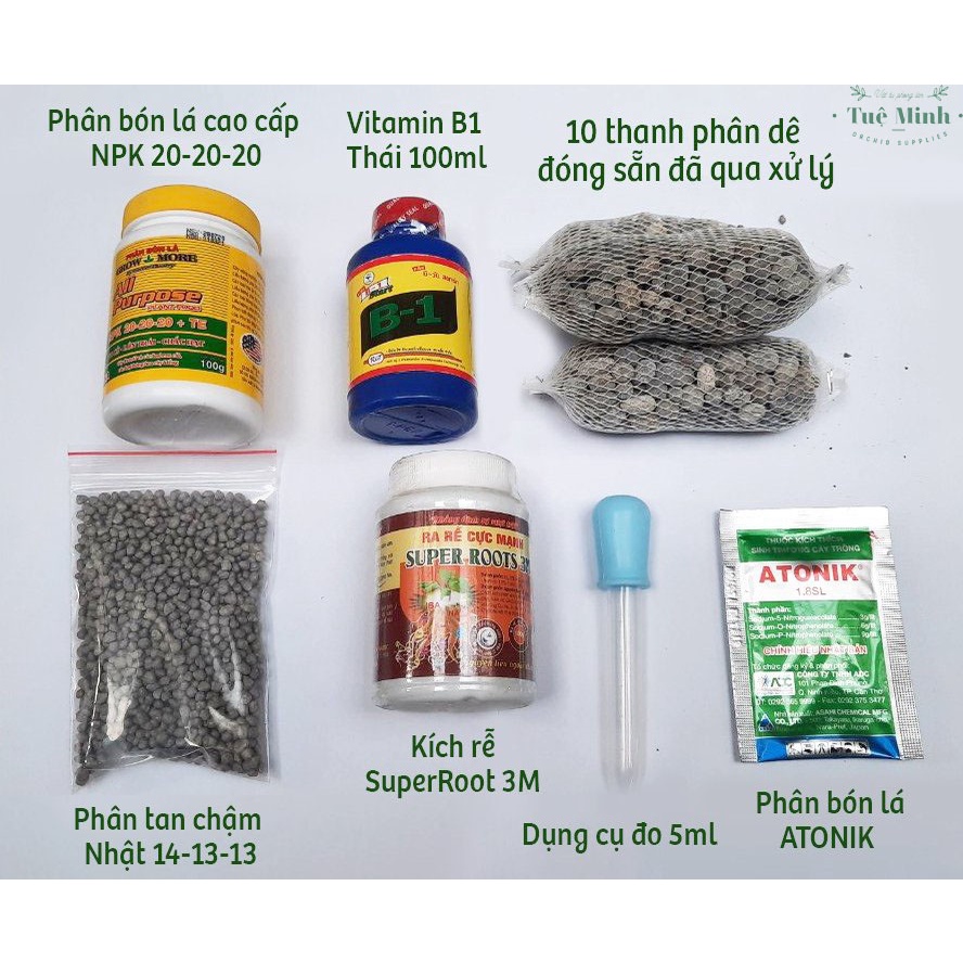 Combo phân bón đầy đủ cho phong lan các loại trong vòng một năm không cần mua thêm (Dùng đủ cho 10 chậu)