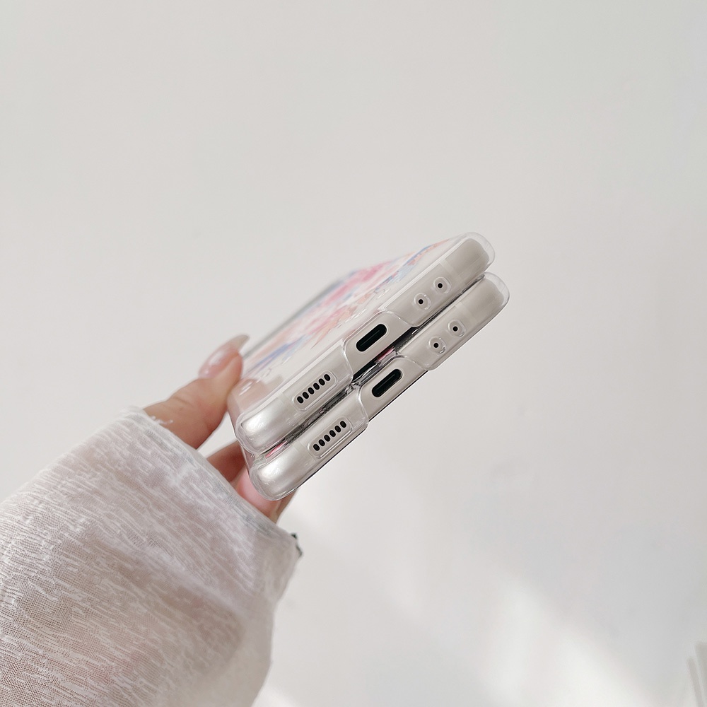 Ốp Điện Thoại Trong Suốt Họa Tiết Hoa Nhỏ Dễ Thương Cho Samsung Galaxy Z Flip 3 4 5 Z Flip5 Flip3 Flip4