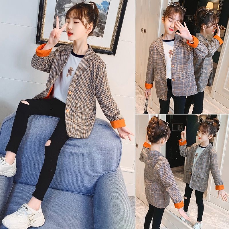 Áo khoác blazer kẻ sọc cho bé gái cực cá tính