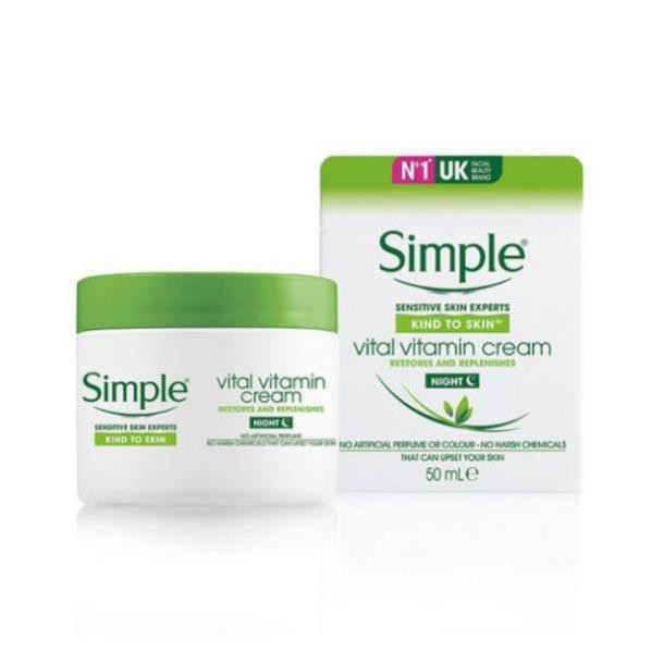 ✅ (HÀNG CHUẨN AUTHENTIC) Kem dưỡng ẩm Cho Da Ban Đêm Simple Kind To Skin Vital Vitamin Night 50ml