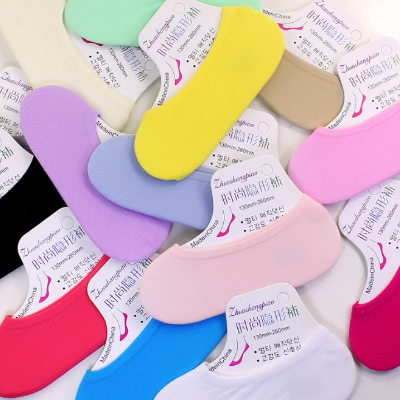 1 hoặc 6 đôi tất cotton siêu mỏng phối màu dễ thương dành cho nữ