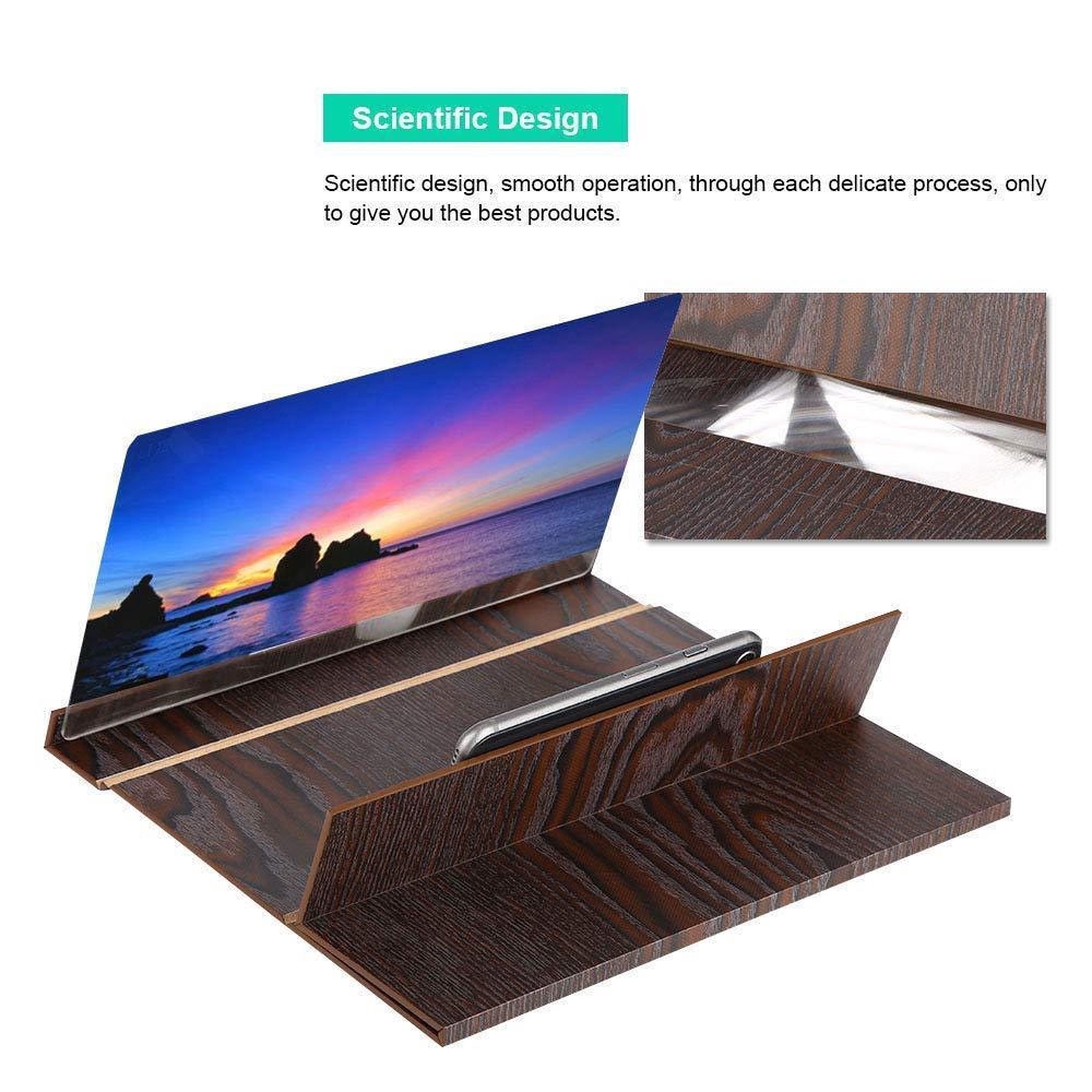 Bộ Kính Phóng Đại Màn Hình Điện Thoại Để Bàn 12 Inch Bằng Gỗ 3d