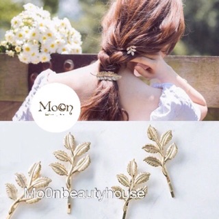 Mo0n- Set 2 kẹp tóc lá hoa hồng