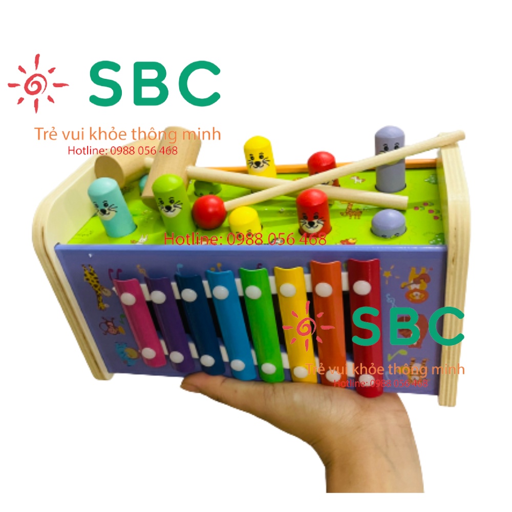 Đập chuột kết hợp đàn và tìm đường đa năng hình sư tử 3in1 và 7in1 - Đồ chơi gỗ cho bé