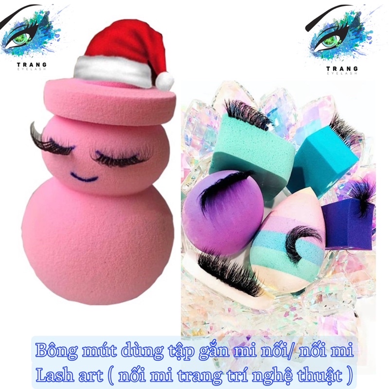 Bông mút dùng tập gắn mi nối / Nối mi Lash Art ( nối mi trang trí nghệ thuật ) hoặc make up, tán kem nền makeup