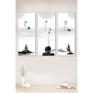 Bộ 3 tranh canvas treo tường phật và thiền khổ dọc - 25 x 60 cm x 3 tranh