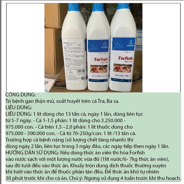 [Giá tốt] Vemedim Forfish dùng cho cá tra, cá basa hỗ trợ gan, thận, chai 1 lit Bổ sung vitamin và dinh dưỡng