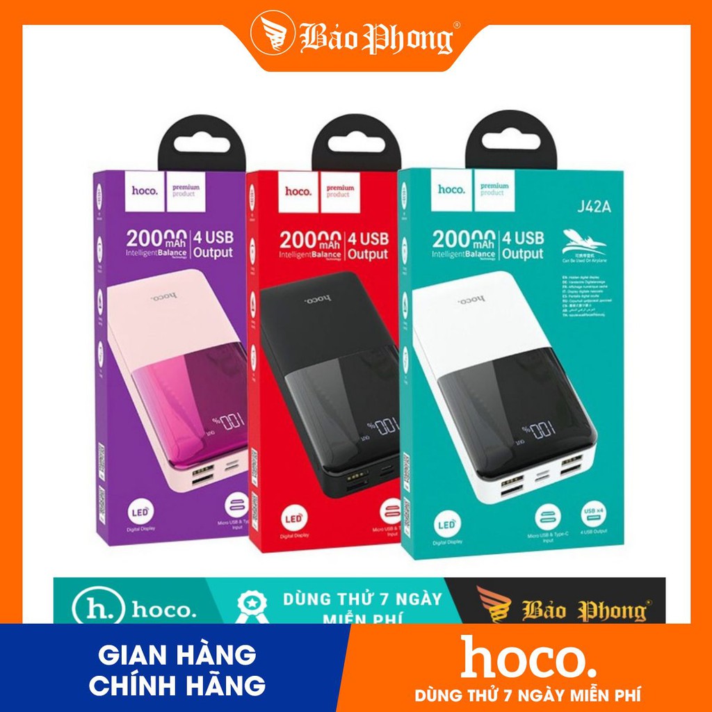 Pin dự phòng Hoco J42 10000 mAh Có đèn Led