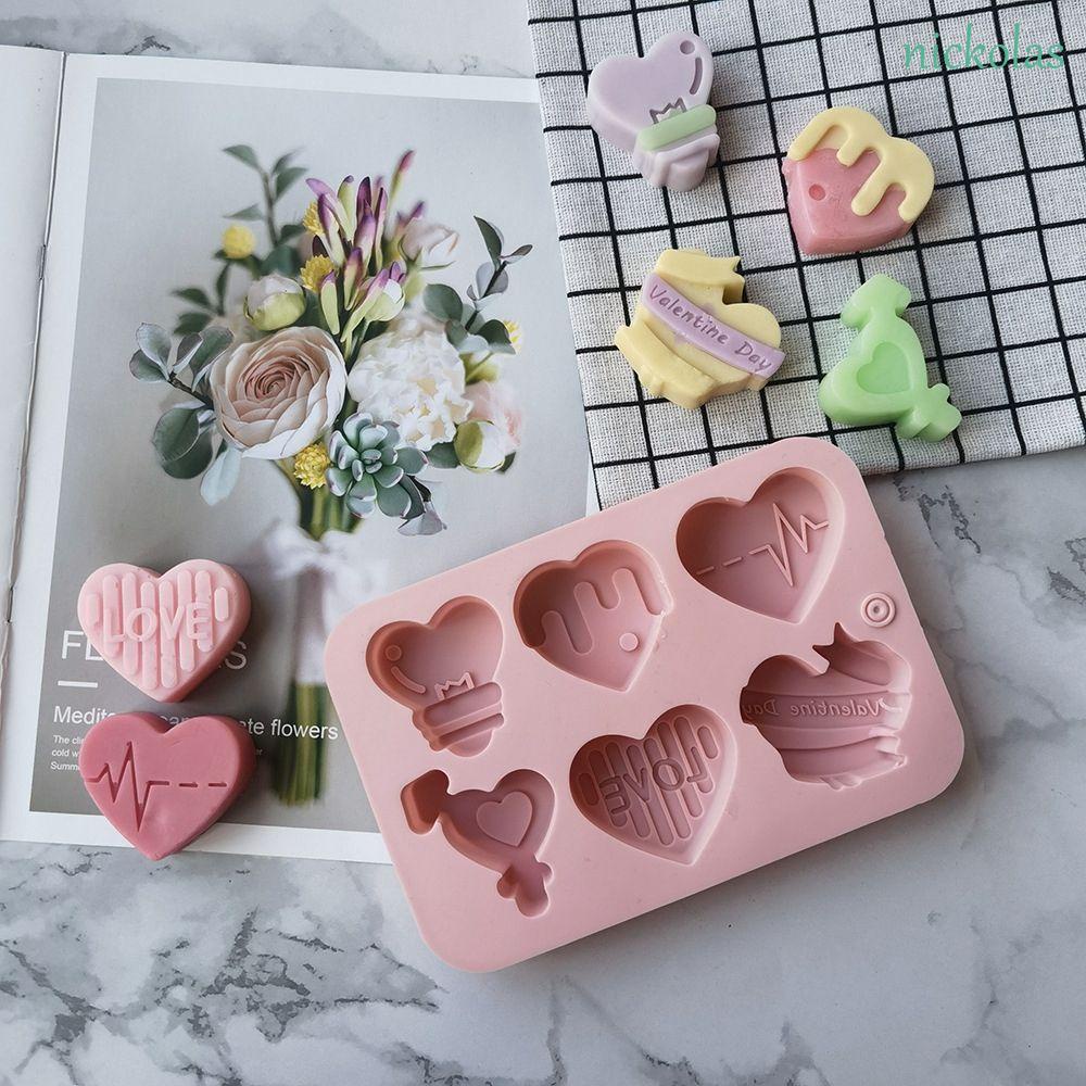 Khuôn silicone làm xà phòng/chocolate hình trái tim 6 ngăn
