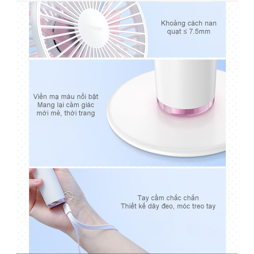 Quạt sạc tích điện mini cầm tay hoăc để bàn cổng sạc USB type C 2500mAh UGREEN LP149 50724 | BigBuy360 - bigbuy360.vn