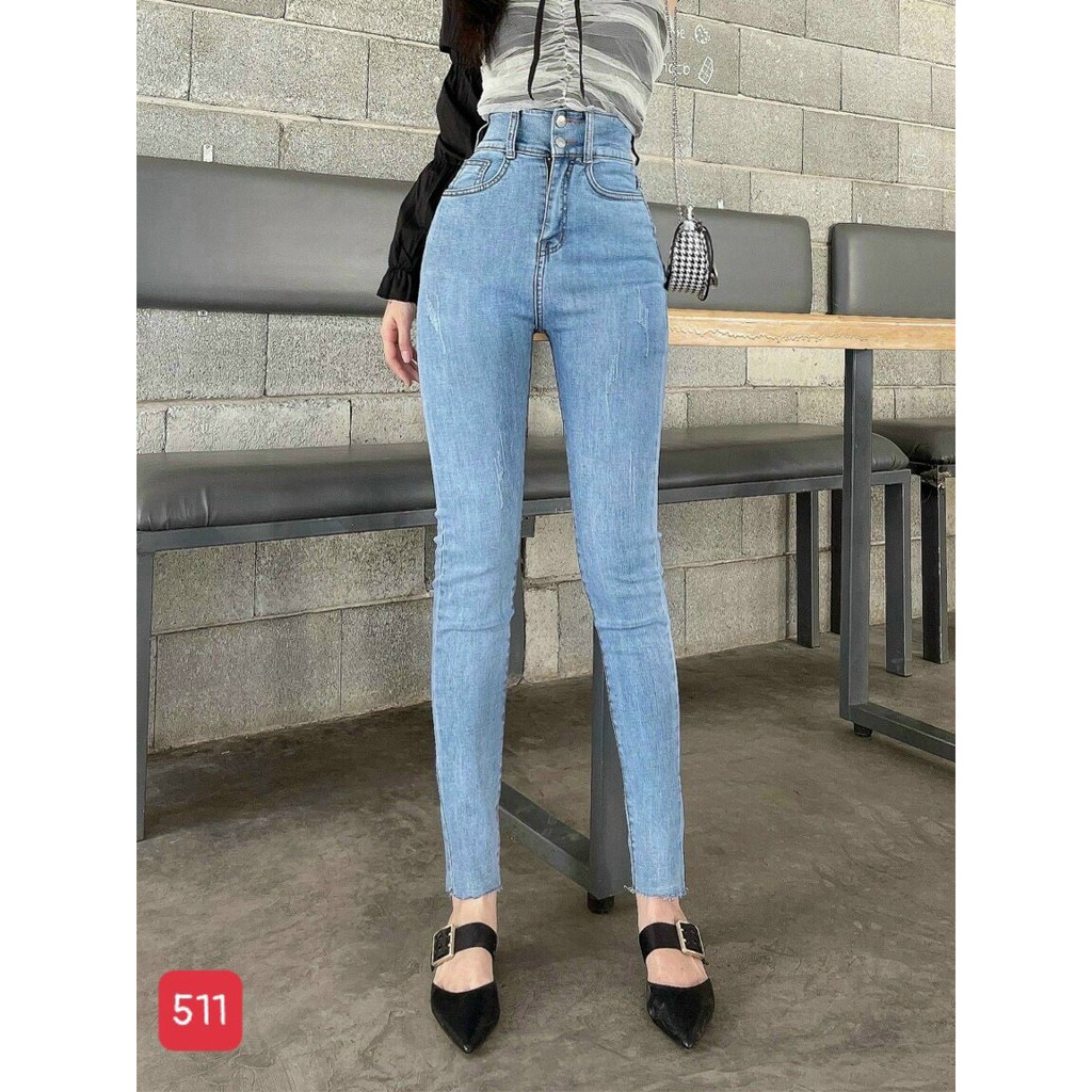 Quần jean nữ cao cấp lưng cao hàng hiệu chuẩn shop siêu hót phong cách hàn quốc thời trang M'LEE SHOP T321