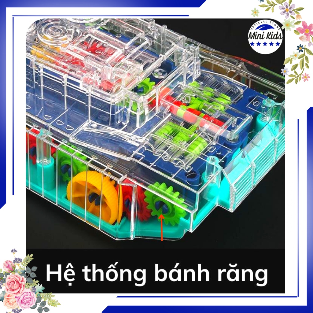 Đồ chơi xe tăng trong suốt chạy PIN, có đèn Led và nhạc vui nhộn cho các bé từ 2 -&gt; 6 tuổi ( shop tặng kèm pin) MiniKids