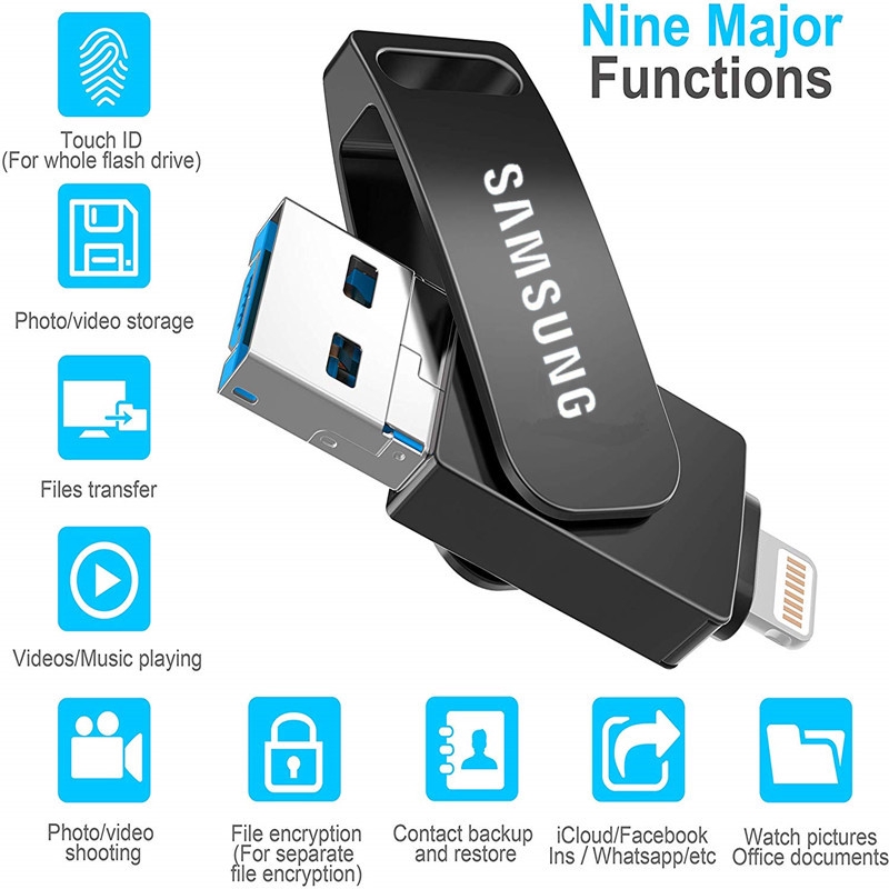 Thẻ nhớ USB Flash Samsung 3 trong 1 Iphone+Android+USB/ Type-C+Android+USB 128GB 256GB 512GB cho máy tính điện thoại | WebRaoVat - webraovat.net.vn