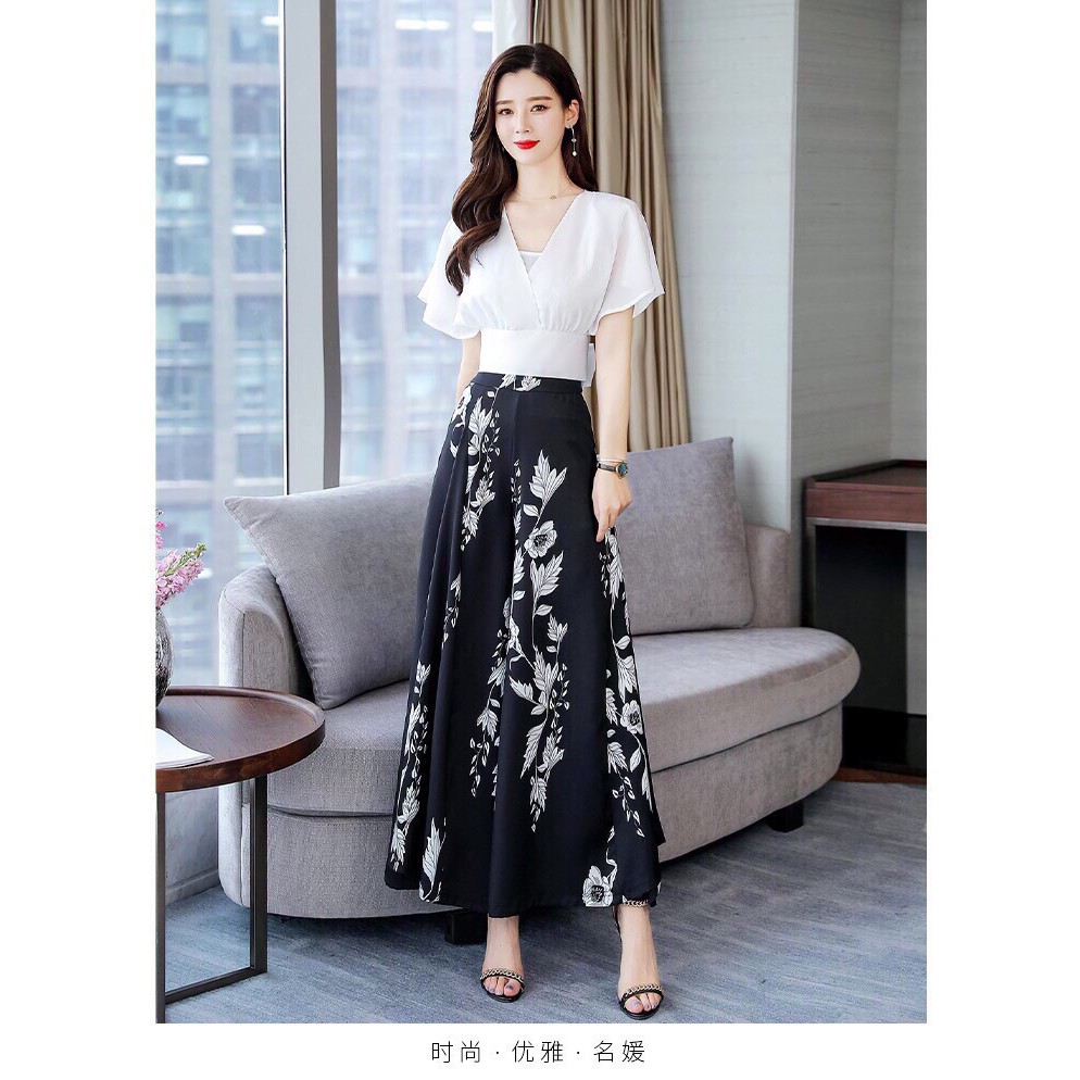 SET BỘ ÁO VOAN + QUẦN ỐNG RỘNG HOA