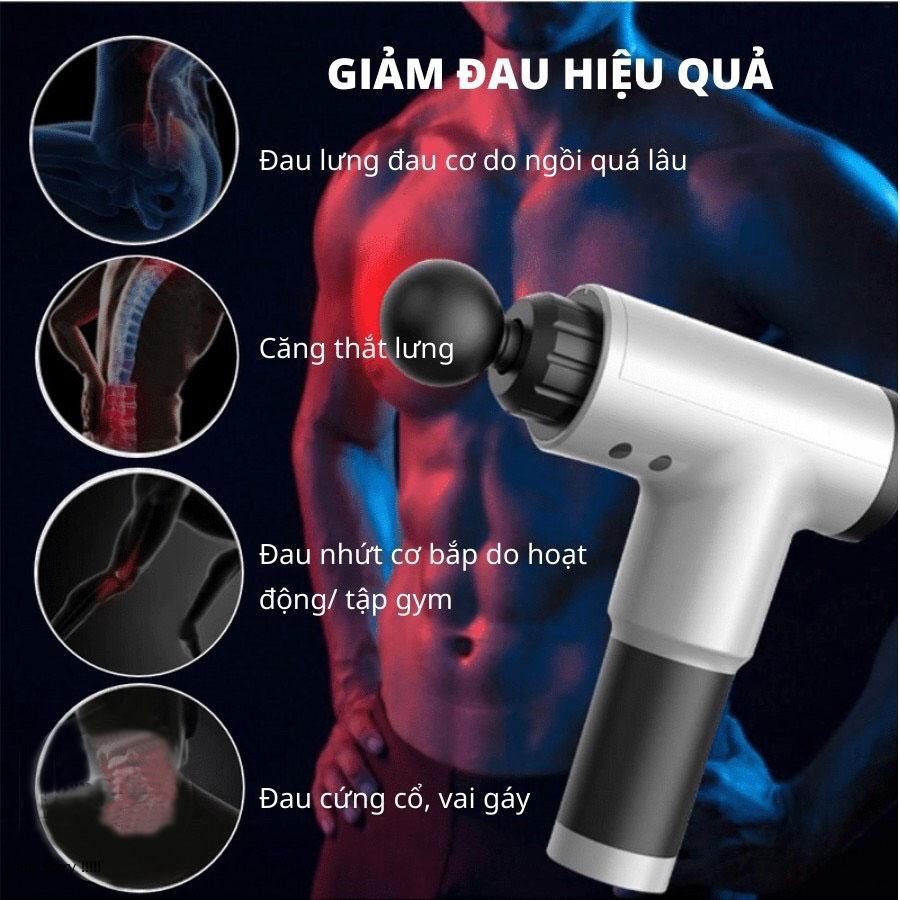 Máy Massage Cầm Tay   Máy Mát Xa toàn thân 4 Đầu 6 Chế Độ Fascial Gun Trị Nhức Mỏi Vai Gáy, Đau Giãn Căng Cơ wonter