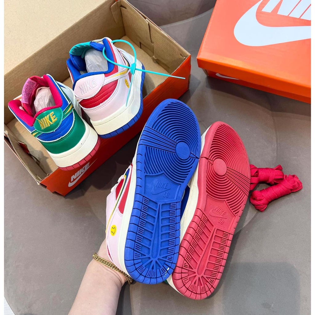 Giày Sneaker Thể Thao Nam Nữ  AF1 Phối Màu Xanh Đỏ