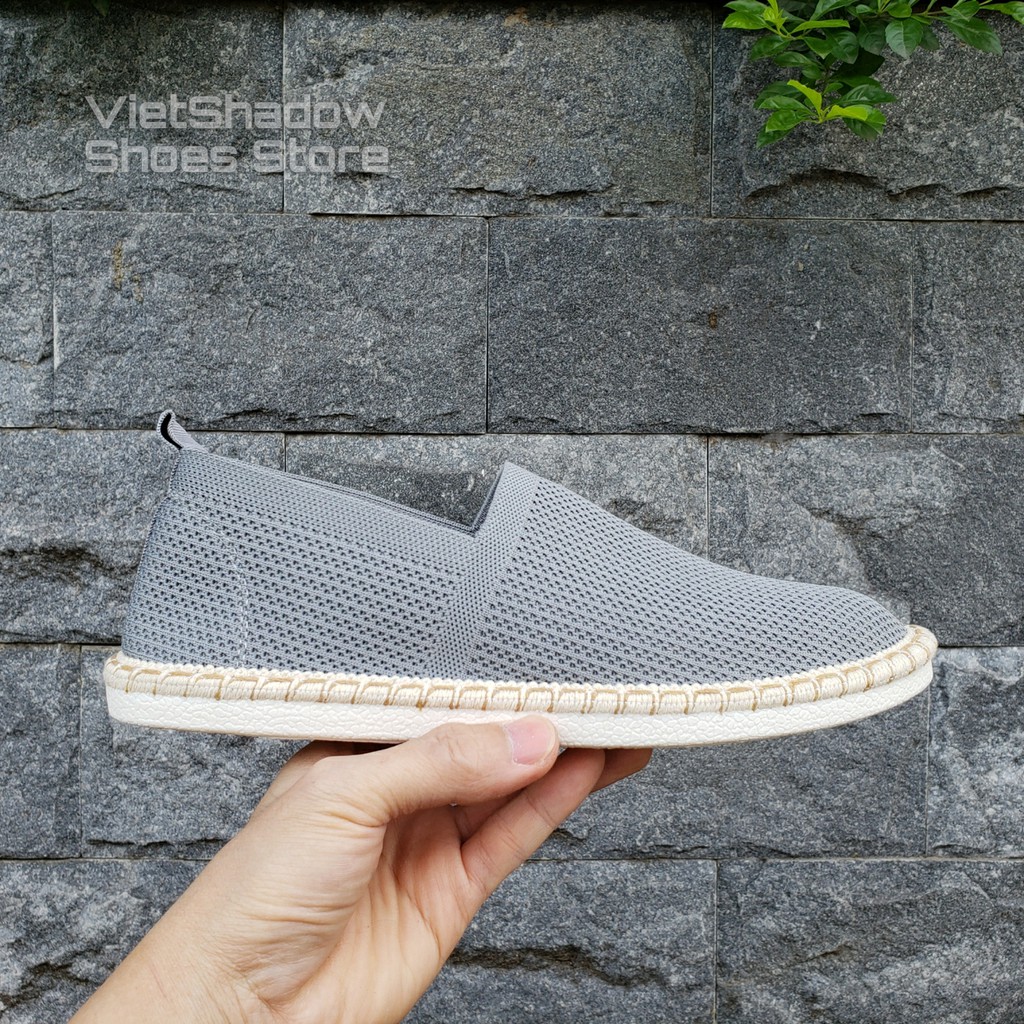 Slip on nam - Giày lười vải nam 2020 - Vải dệt kim tạo hình 3D, 4 màu (đen), (xám), (xanh) và (trắng) - Mã 2931